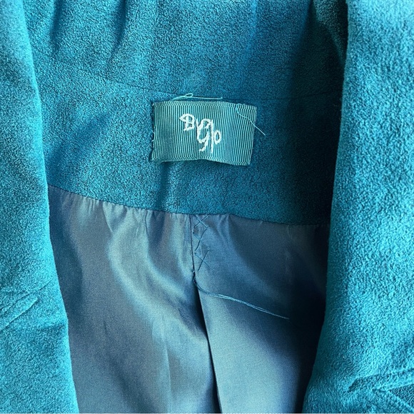 Vintage Handmade Western Teal Faux Suede Single-Button Women's Blazer Jacket - Picture 9 of 9